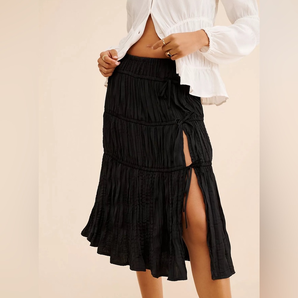Free People Silky Side Tie Midi Skirt